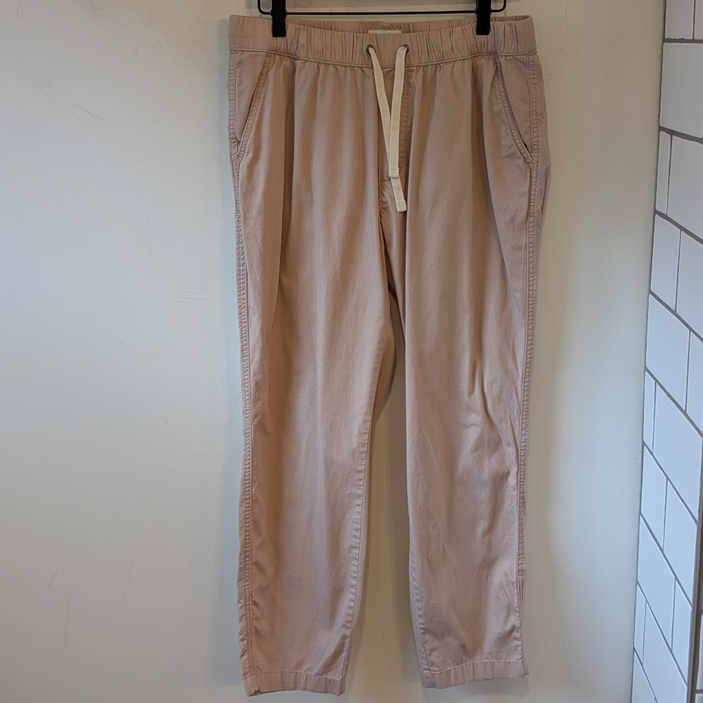 Pact Organic Cotton Khaki Pull On Drawstring Cropped Ankle Pants Joggers Large